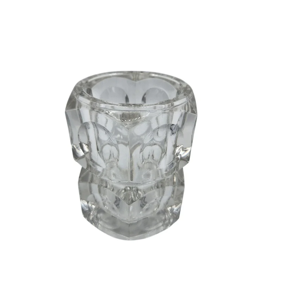 Vintage Elements Clear Heavy Glass Pillar Candle Holder‎ Czech Republic